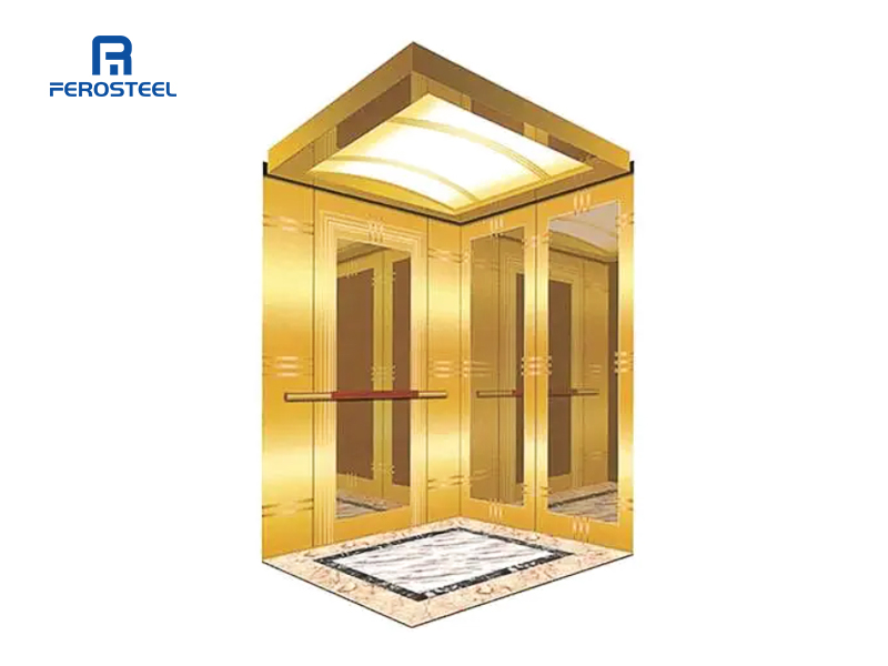 Hoja de cabina de ascensor de acero inoxidable grabada con espejo fino