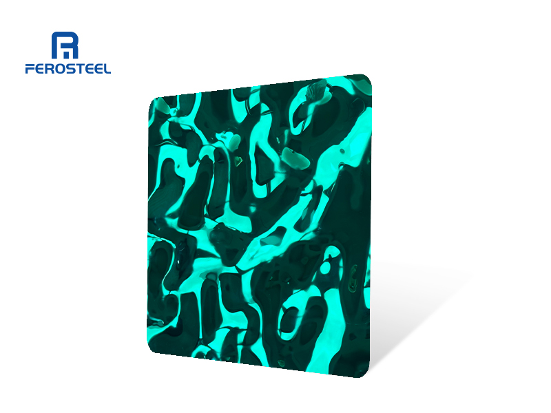 Close-Up Texture of Green Water Ripple Stainless Panel