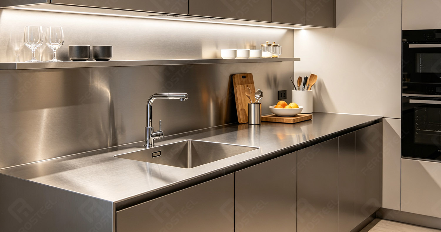 decorative stainless steel countertop
