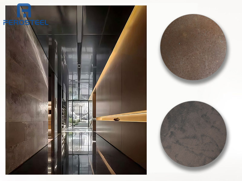 Antique bronze hairline stainless steel sheet with vertical brushed texture
