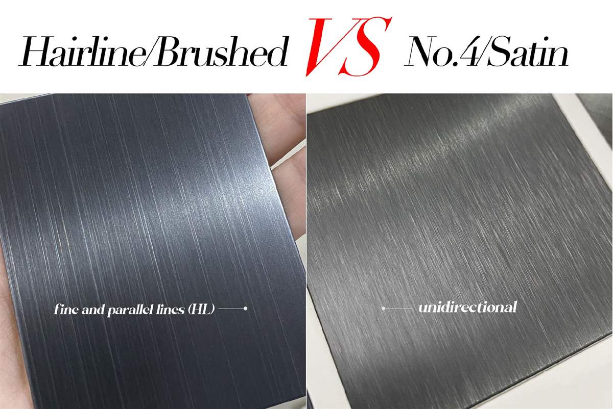 No.4 vs hairline stainless steel finish comparison